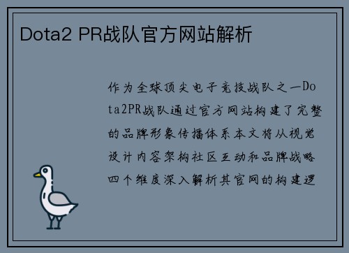 Dota2 PR战队官方网站解析